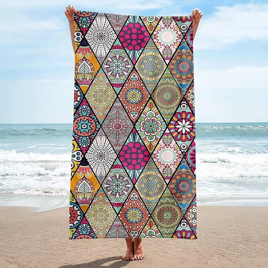 Vibrant-colorful-geometric-pattern-on-a-towel