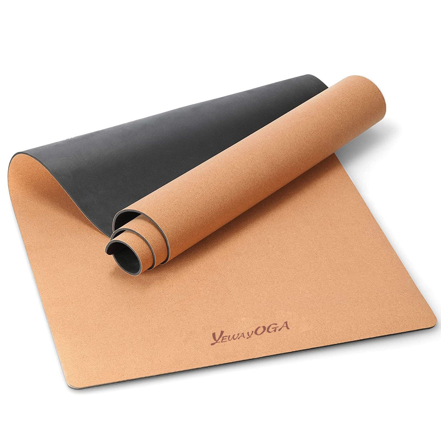 6mm Thick Natural Cork Rubber Yoga Mat | Professional Non-Slip Cushioning