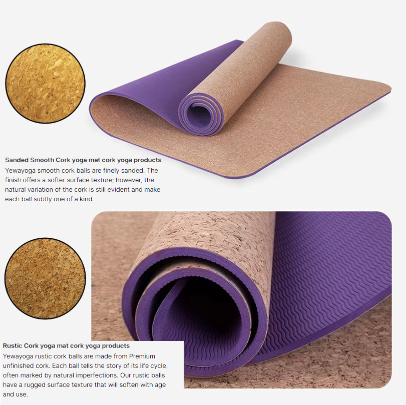 non-slip cork yoga mat texture for hot yoga and sweaty hands