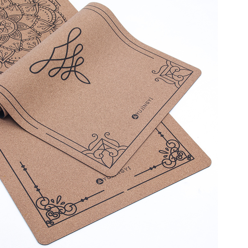 laser engraved custom cork natural rubber yoga mat
