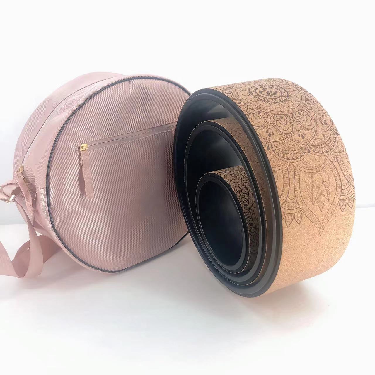 ABS Fitness Yoga Circle Ring Roller for Back Yoga Wheel Equipment Massage 3 Cork Waterproof Home Use with Bag