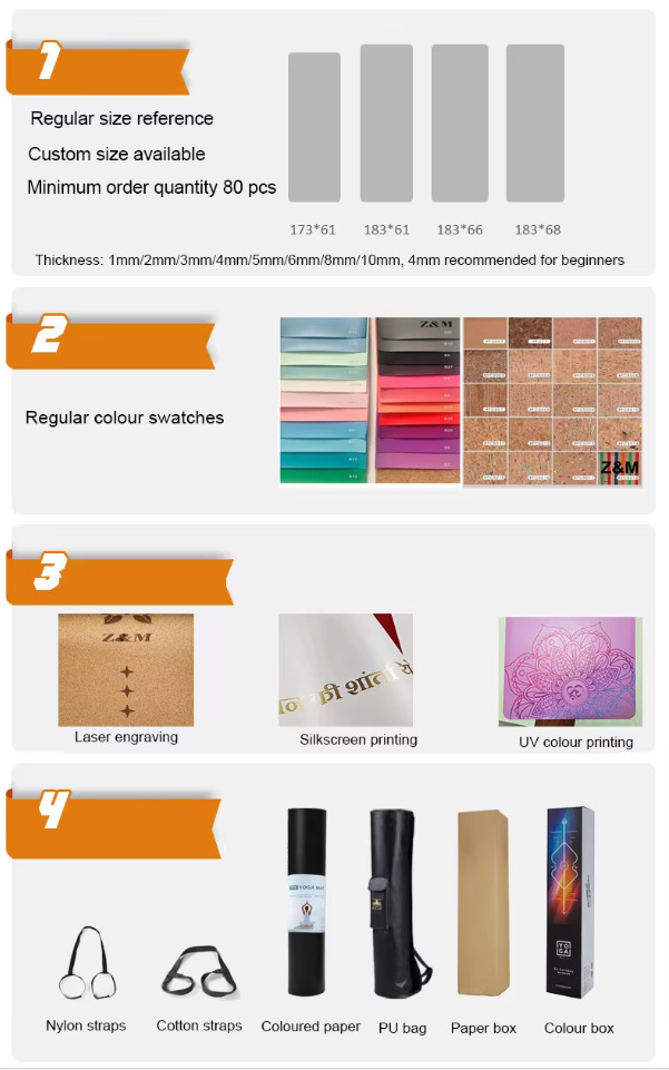 Laser Engraving Custom Cork Natural Rubber Yoga Mat Eco Friendly Non Slip OEM ODM Manufacturer