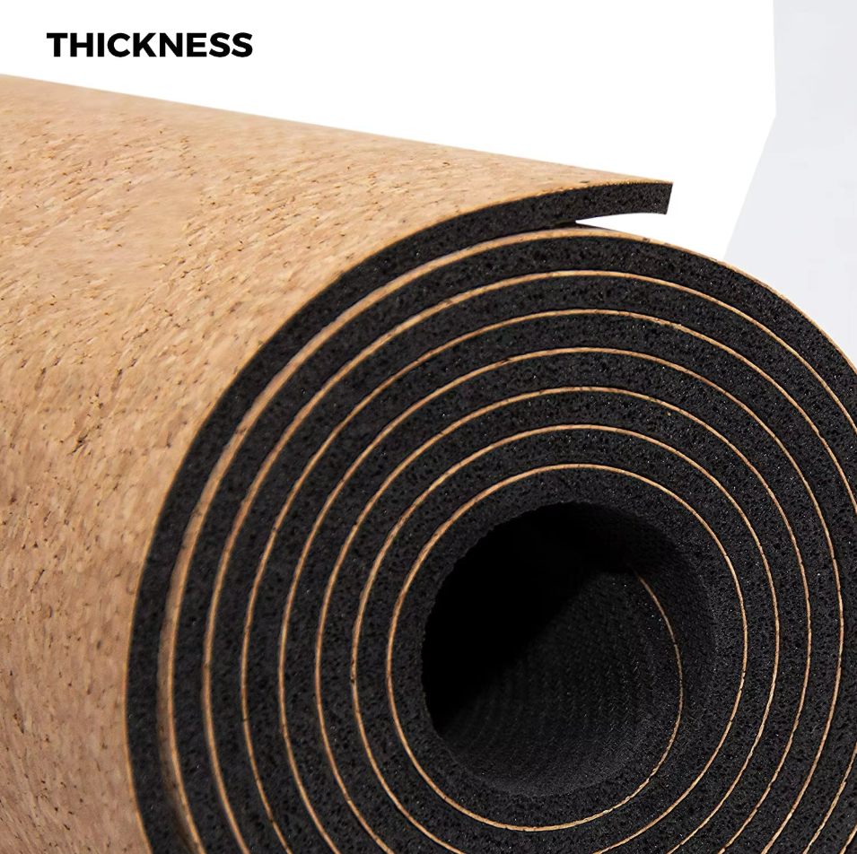 thick 6mm cork yoga mat for extra cushioning and joint support