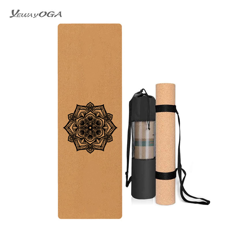 lightweight portable travel cork yoga mat rolled up