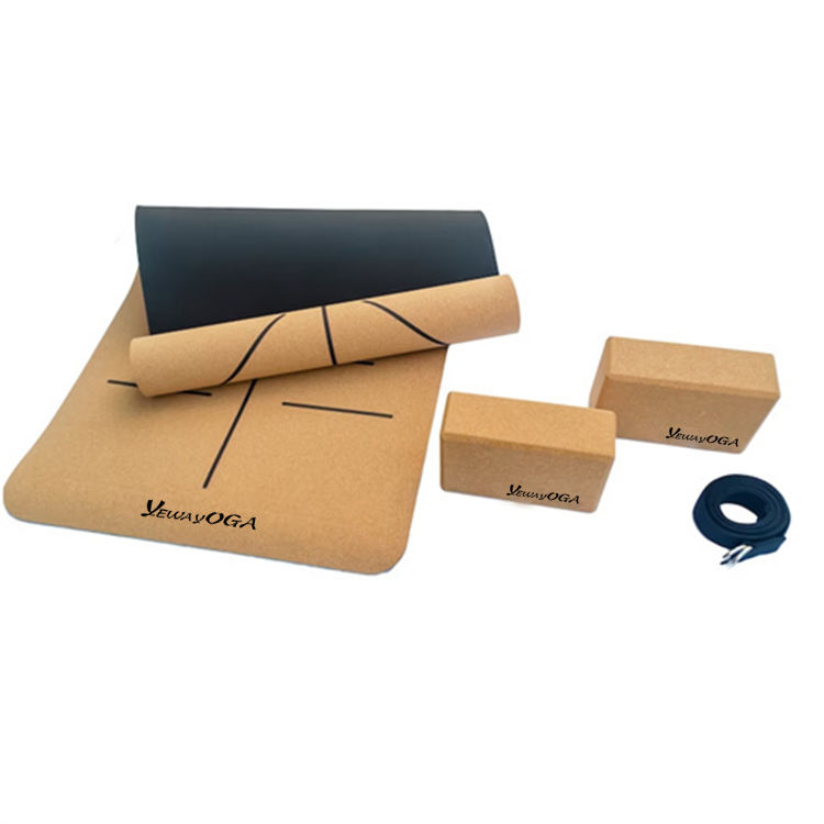 permanent laser engraved logo alignment lines cork yoga mat