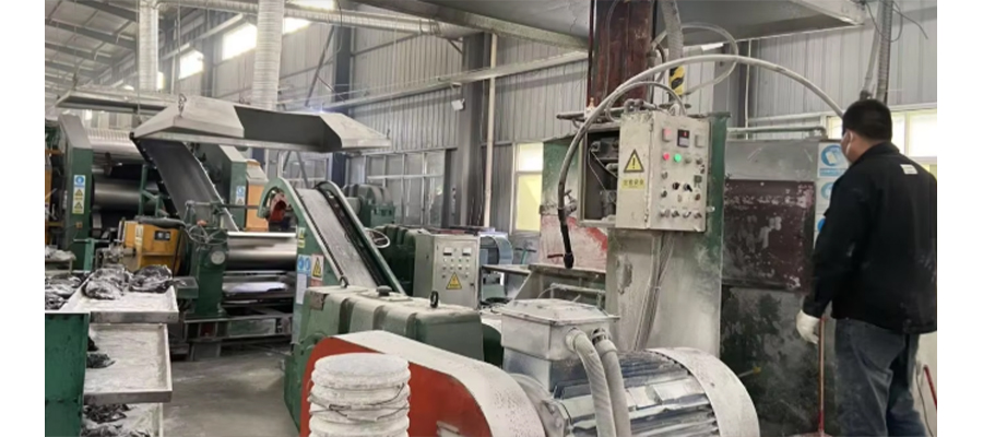 Yoga mat material mixing process in factory workshop